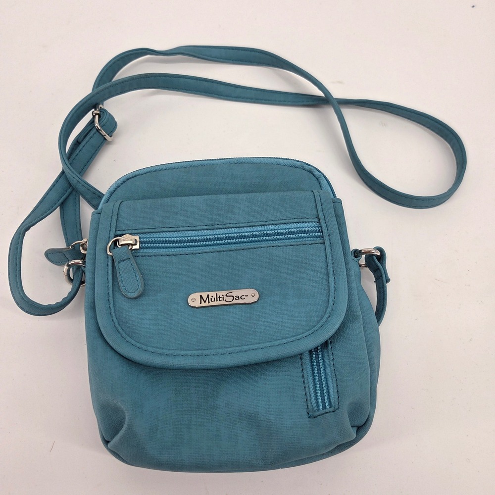 MultiSac Teal Blue Crossbody Bag Organizer Purse Adjustable Strap